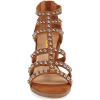 imageFSJ Women Chunky Mid High Heel Sandals Open Toe TStrap Pumps Cutout Dress Party Prom Office Strappy Shoes Elastic Back Zipper Size 415 USBrown Studded