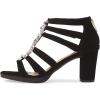 imageFSJ Women Chunky Mid High Heel Sandals Open Toe TStrap Pumps Cutout Dress Party Prom Office Strappy Shoes Elastic Back Zipper Size 415 USCustomize
