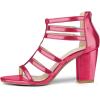 imageFSJ Women Chunky Mid High Heel Sandals Open Toe TStrap Pumps Cutout Dress Party Prom Office Strappy Shoes Elastic Back Zipper Size 415 USDeep Pink