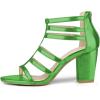 imageFSJ Women Chunky Mid High Heel Sandals Open Toe TStrap Pumps Cutout Dress Party Prom Office Strappy Shoes Elastic Back Zipper Size 415 USEmerald