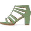 imageFSJ Women Chunky Mid High Heel Sandals Open Toe TStrap Pumps Cutout Dress Party Prom Office Strappy Shoes Elastic Back Zipper Size 415 USGreen