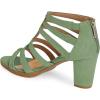 imageFSJ Women Chunky Mid High Heel Sandals Open Toe TStrap Pumps Cutout Dress Party Prom Office Strappy Shoes Elastic Back Zipper Size 415 USGreen