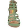 imageFSJ Women Chunky Mid High Heel Sandals Open Toe TStrap Pumps Cutout Dress Party Prom Office Strappy Shoes Elastic Back Zipper Size 415 USGreen