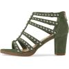 imageFSJ Women Chunky Mid High Heel Sandals Open Toe TStrap Pumps Cutout Dress Party Prom Office Strappy Shoes Elastic Back Zipper Size 415 USGreen Studded