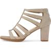 imageFSJ Women Chunky Mid High Heel Sandals Open Toe TStrap Pumps Cutout Dress Party Prom Office Strappy Shoes Elastic Back Zipper Size 415 USGrey