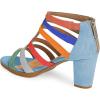 imageFSJ Women Chunky Mid High Heel Sandals Open Toe TStrap Pumps Cutout Dress Party Prom Office Strappy Shoes Elastic Back Zipper Size 415 USMulti Blue