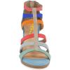 imageFSJ Women Chunky Mid High Heel Sandals Open Toe TStrap Pumps Cutout Dress Party Prom Office Strappy Shoes Elastic Back Zipper Size 415 USMulti Blue