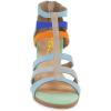 imageFSJ Women Chunky Mid High Heel Sandals Open Toe TStrap Pumps Cutout Dress Party Prom Office Strappy Shoes Elastic Back Zipper Size 415 USMulti Green