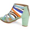 imageFSJ Women Chunky Mid High Heel Sandals Open Toe TStrap Pumps Cutout Dress Party Prom Office Strappy Shoes Elastic Back Zipper Size 415 USMulti Green
