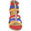 imageFSJ Women Chunky Mid High Heel Sandals Open Toe TStrap Pumps Cutout Dress Party Prom Office Strappy Shoes Elastic Back Zipper Size 415 USMulti Orange