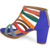 imageFSJ Women Chunky Mid High Heel Sandals Open Toe TStrap Pumps Cutout Dress Party Prom Office Strappy Shoes Elastic Back Zipper Size 415 USMulti Purple