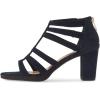 imageFSJ Women Chunky Mid High Heel Sandals Open Toe TStrap Pumps Cutout Dress Party Prom Office Strappy Shoes Elastic Back Zipper Size 415 USNavy