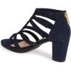 imageFSJ Women Chunky Mid High Heel Sandals Open Toe TStrap Pumps Cutout Dress Party Prom Office Strappy Shoes Elastic Back Zipper Size 415 USNavy