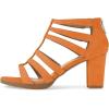imageFSJ Women Chunky Mid High Heel Sandals Open Toe TStrap Pumps Cutout Dress Party Prom Office Strappy Shoes Elastic Back Zipper Size 415 USOrange