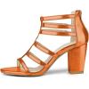 imageFSJ Women Chunky Mid High Heel Sandals Open Toe TStrap Pumps Cutout Dress Party Prom Office Strappy Shoes Elastic Back Zipper Size 415 USOrange1