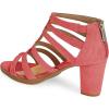 imageFSJ Women Chunky Mid High Heel Sandals Open Toe TStrap Pumps Cutout Dress Party Prom Office Strappy Shoes Elastic Back Zipper Size 415 USPink