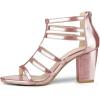 imageFSJ Women Chunky Mid High Heel Sandals Open Toe TStrap Pumps Cutout Dress Party Prom Office Strappy Shoes Elastic Back Zipper Size 415 USPinkrosy