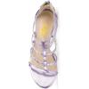 imageFSJ Women Chunky Mid High Heel Sandals Open Toe TStrap Pumps Cutout Dress Party Prom Office Strappy Shoes Elastic Back Zipper Size 415 USPurple