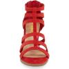 imageFSJ Women Chunky Mid High Heel Sandals Open Toe TStrap Pumps Cutout Dress Party Prom Office Strappy Shoes Elastic Back Zipper Size 415 USRed