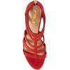 imageFSJ Women Chunky Mid High Heel Sandals Open Toe TStrap Pumps Cutout Dress Party Prom Office Strappy Shoes Elastic Back Zipper Size 415 USRed
