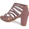 imageFSJ Women Chunky Mid High Heel Sandals Open Toe TStrap Pumps Cutout Dress Party Prom Office Strappy Shoes Elastic Back Zipper Size 415 USRosybrown
