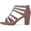 imageFSJ Women Chunky Mid High Heel Sandals Open Toe TStrap Pumps Cutout Dress Party Prom Office Strappy Shoes Elastic Back Zipper Size 415 USRosybrown