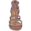 imageFSJ Women Chunky Mid High Heel Sandals Open Toe TStrap Pumps Cutout Dress Party Prom Office Strappy Shoes Elastic Back Zipper Size 415 USRosybrown