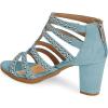 imageFSJ Women Chunky Mid High Heel Sandals Open Toe TStrap Pumps Cutout Dress Party Prom Office Strappy Shoes Elastic Back Zipper Size 415 USSky Blue