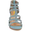 imageFSJ Women Chunky Mid High Heel Sandals Open Toe TStrap Pumps Cutout Dress Party Prom Office Strappy Shoes Elastic Back Zipper Size 415 USSky Blue