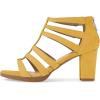 imageFSJ Women Chunky Mid High Heel Sandals Open Toe TStrap Pumps Cutout Dress Party Prom Office Strappy Shoes Elastic Back Zipper Size 415 USYellow