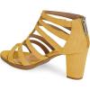 imageFSJ Women Chunky Mid High Heel Sandals Open Toe TStrap Pumps Cutout Dress Party Prom Office Strappy Shoes Elastic Back Zipper Size 415 USYellow
