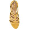 imageFSJ Women Chunky Mid High Heel Sandals Open Toe TStrap Pumps Cutout Dress Party Prom Office Strappy Shoes Elastic Back Zipper Size 415 USYellow