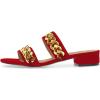 imageFSJ Women Comfortable Open Toe Sandals Mule Chunky Low Heel Strappy Casual Shoes Size 415 USMaroon Chain