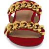imageFSJ Women Comfortable Open Toe Sandals Mule Chunky Low Heel Strappy Casual Shoes Size 415 USMaroon Chain