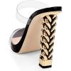 imageFSJ Women Double Strap Gold Metal Chain Heel Sandals Open Toe Clear PVC Slide Mules Slip On Backless Clogs Size 415 USBlack 3