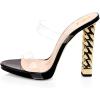 imageFSJ Women Double Strap Gold Metal Chain Heel Sandals Open Toe Clear PVC Slide Mules Slip On Backless Clogs Size 415 USBlack 3