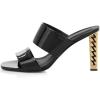 imageFSJ Women Double Strap Gold Metal Chain Heel Sandals Open Toe Clear PVC Slide Mules Slip On Backless Clogs Size 415 USBlack