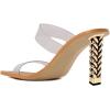 imageFSJ Women Double Strap Gold Metal Chain Heel Sandals Open Toe Clear PVC Slide Mules Slip On Backless Clogs Size 415 USNude