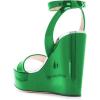 imageFSJ Women Open Round Toe Wedges Sandals Burnished Dorsay Pumps Platform with Buckle Ankle Straps Backless Sexy Bridal Party Dress Shoes Size 415 USGreen