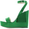 imageFSJ Women Open Round Toe Wedges Sandals Burnished Dorsay Pumps Platform with Buckle Ankle Straps Backless Sexy Bridal Party Dress Shoes Size 415 USGreen