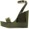 imageFSJ Women Open Round Toe Wedges Sandals Burnished Dorsay Pumps Platform with Buckle Ankle Straps Backless Sexy Bridal Party Dress Shoes Size 415 USOliver Green