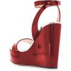 imageFSJ Women Open Round Toe Wedges Sandals Burnished Dorsay Pumps Platform with Buckle Ankle Straps Backless Sexy Bridal Party Dress Shoes Size 415 USRed