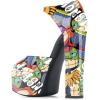 imageFSJ Women Platform Pumps Block Chunky High Heels DOrsay Peep Toe Sandals Buckle Ankle Strap Comfort Elegant Bridal Party Dress Shoes Size 415 USCartoon
