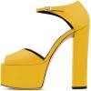 imageFSJ Women Platform Pumps Block Chunky High Heels DOrsay Peep Toe Sandals Buckle Ankle Strap Comfort Elegant Bridal Party Dress Shoes Size 415 USDeep Yellow