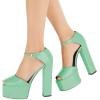 imageFSJ Women Platform Pumps Block Chunky High Heels DOrsay Peep Toe Sandals Buckle Ankle Strap Comfort Elegant Bridal Party Dress Shoes Size 415 USGreen