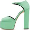 imageFSJ Women Platform Pumps Block Chunky High Heels DOrsay Peep Toe Sandals Buckle Ankle Strap Comfort Elegant Bridal Party Dress Shoes Size 415 USGreen