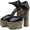 imageFSJ Women Platform Pumps Block Chunky High Heels DOrsay Peep Toe Sandals Buckle Ankle Strap Comfort Elegant Bridal Party Dress Shoes Size 415 USLeopard