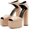imageFSJ Women Platform Pumps Block Chunky High Heels DOrsay Peep Toe Sandals Buckle Ankle Strap Comfort Elegant Bridal Party Dress Shoes Size 415 USNude