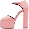 imageFSJ Women Platform Pumps Block Chunky High Heels DOrsay Peep Toe Sandals Buckle Ankle Strap Comfort Elegant Bridal Party Dress Shoes Size 415 USPink