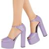 imageFSJ Women Platform Pumps Block Chunky High Heels DOrsay Peep Toe Sandals Buckle Ankle Strap Comfort Elegant Bridal Party Dress Shoes Size 415 USPurple